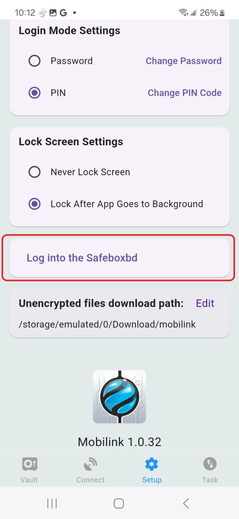 Binding Safeboxbd Storage Using the Mobilink